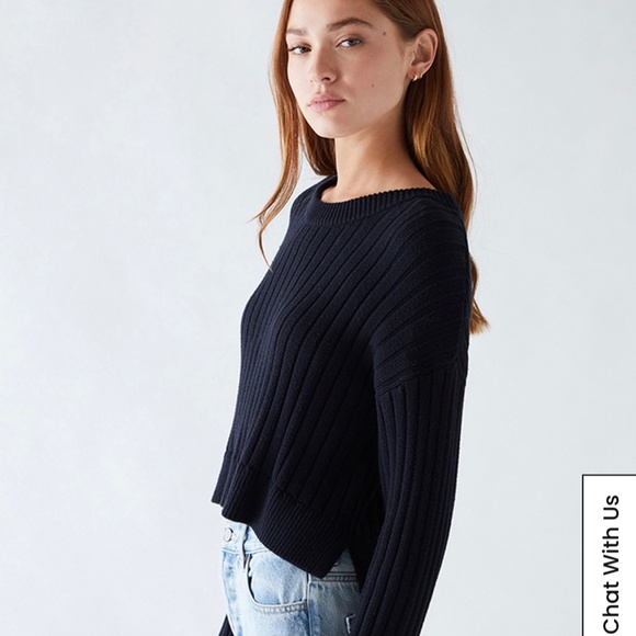 PacSun LA Hearts Cropped Side Split Sweater Small in Cream - Picture 3 of 8